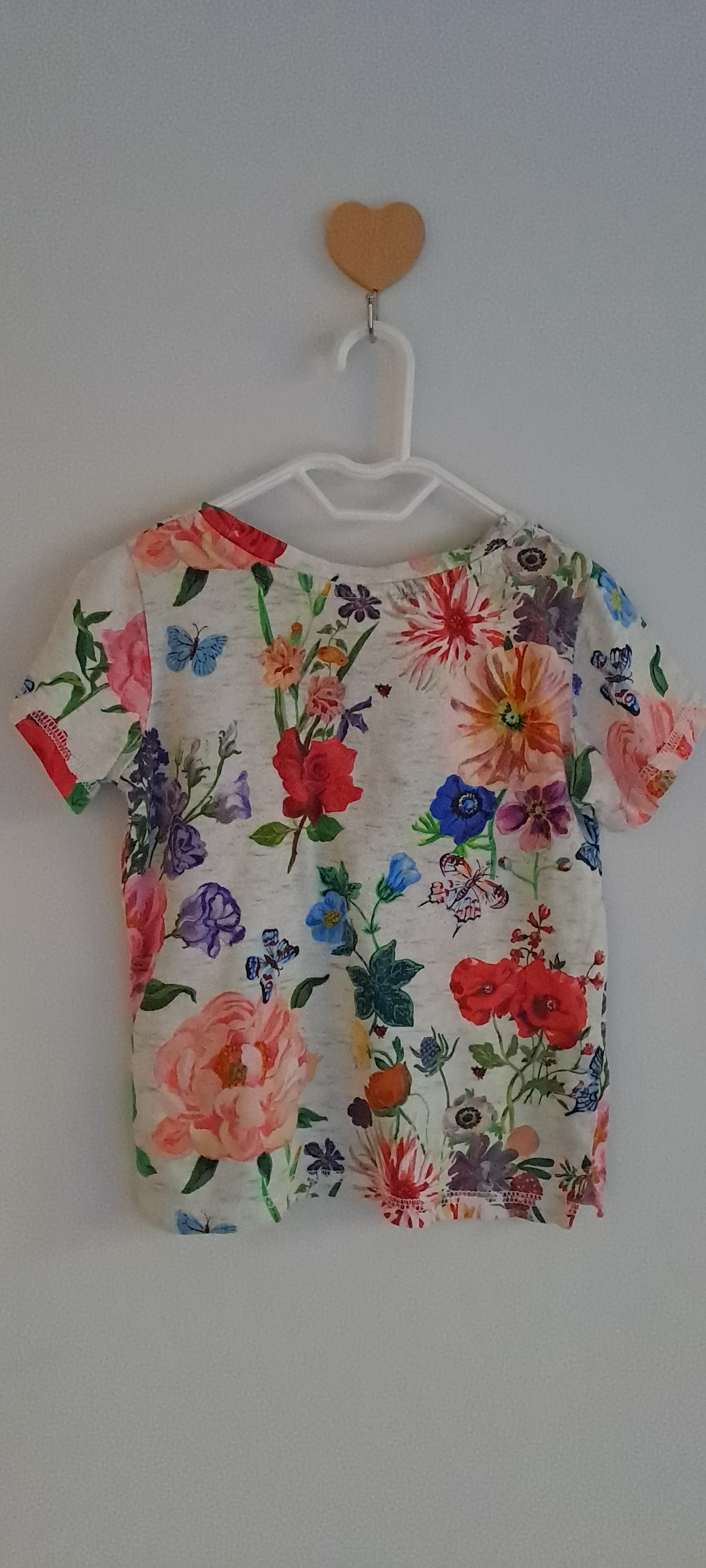 H&M Baby Girls Off-White Floral Botanical Print T-Shirt 18-24 Months