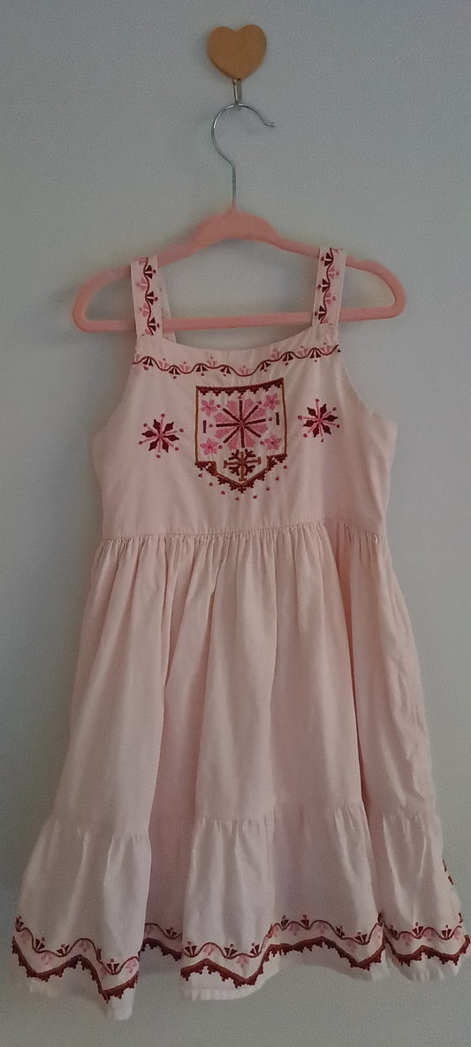 Collette Dinnigan x Cotton On Kids Girls Pale Pink Embroidered Boho Sundress 4-5 Years