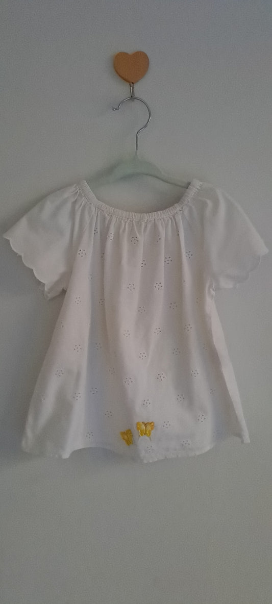 Zara Kids Girls White Broderie Eyelet Butterfly Blouse - The Upcycle Edit 2-3 Years