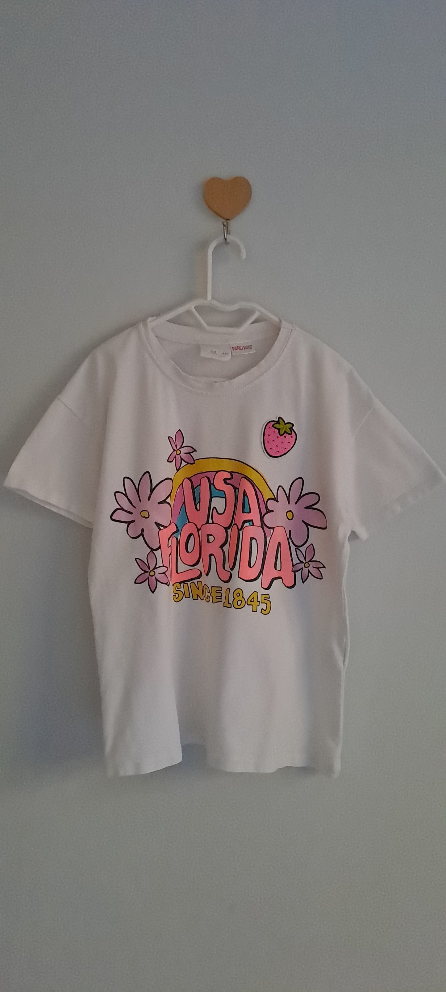 Zara Kids Girls White Custom Florida Graphic T-Shirt - The Upcycle Edit 5-6 Years