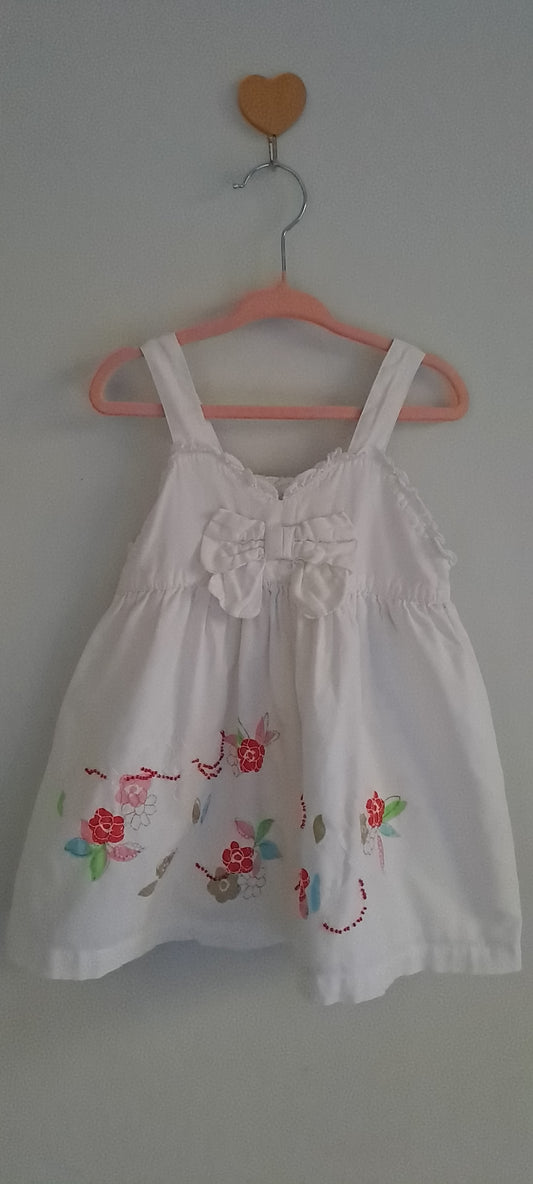 Confetti by Absorba Girls White Embroidered Bow Sundress 12-18 Months