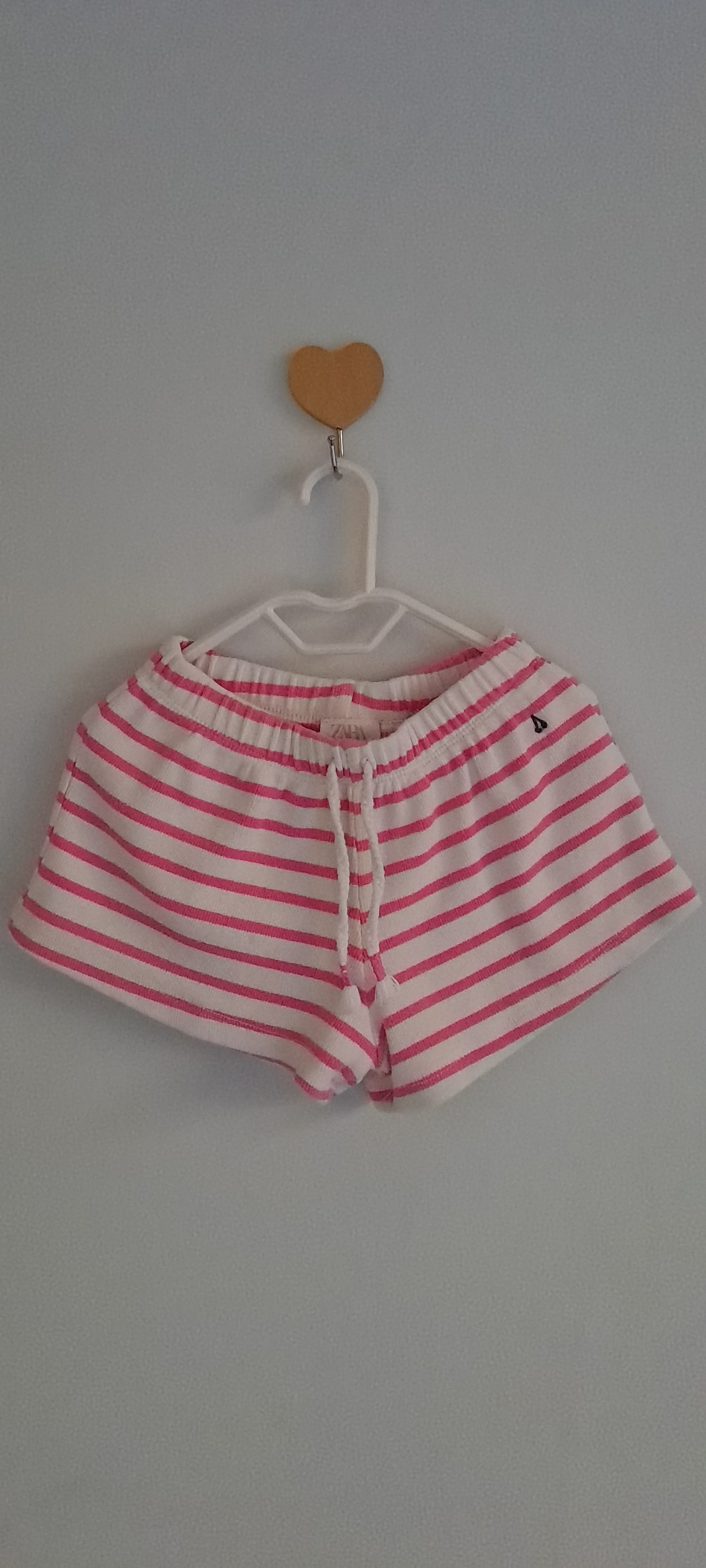 Zara Kids Girls Pink & White Striped Terry Towelling Shorts 18-24 Months