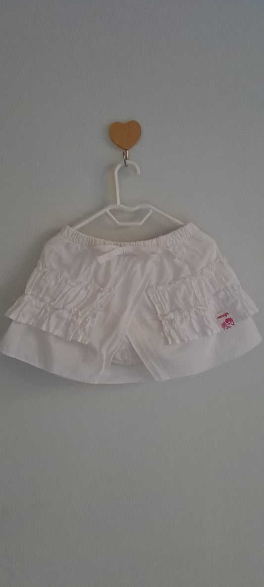Naartjie Baby Girls White Tiered Ruffle Wrap Skort 18-24 Months