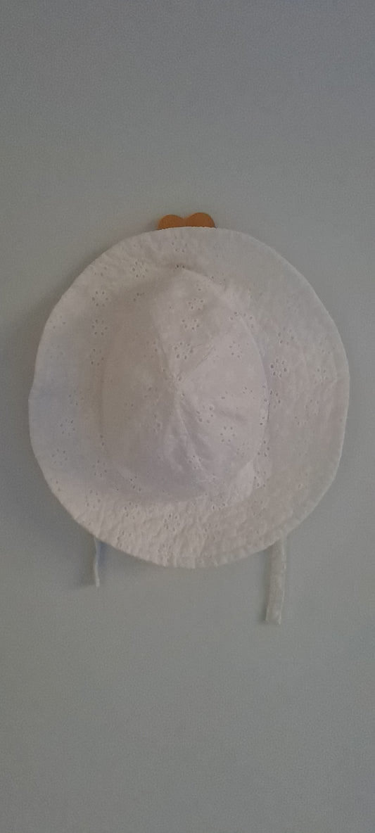 Zara Kids Girls White Broderie Anglaise Eyelet Sun Hat 6-12 Months / 45cm