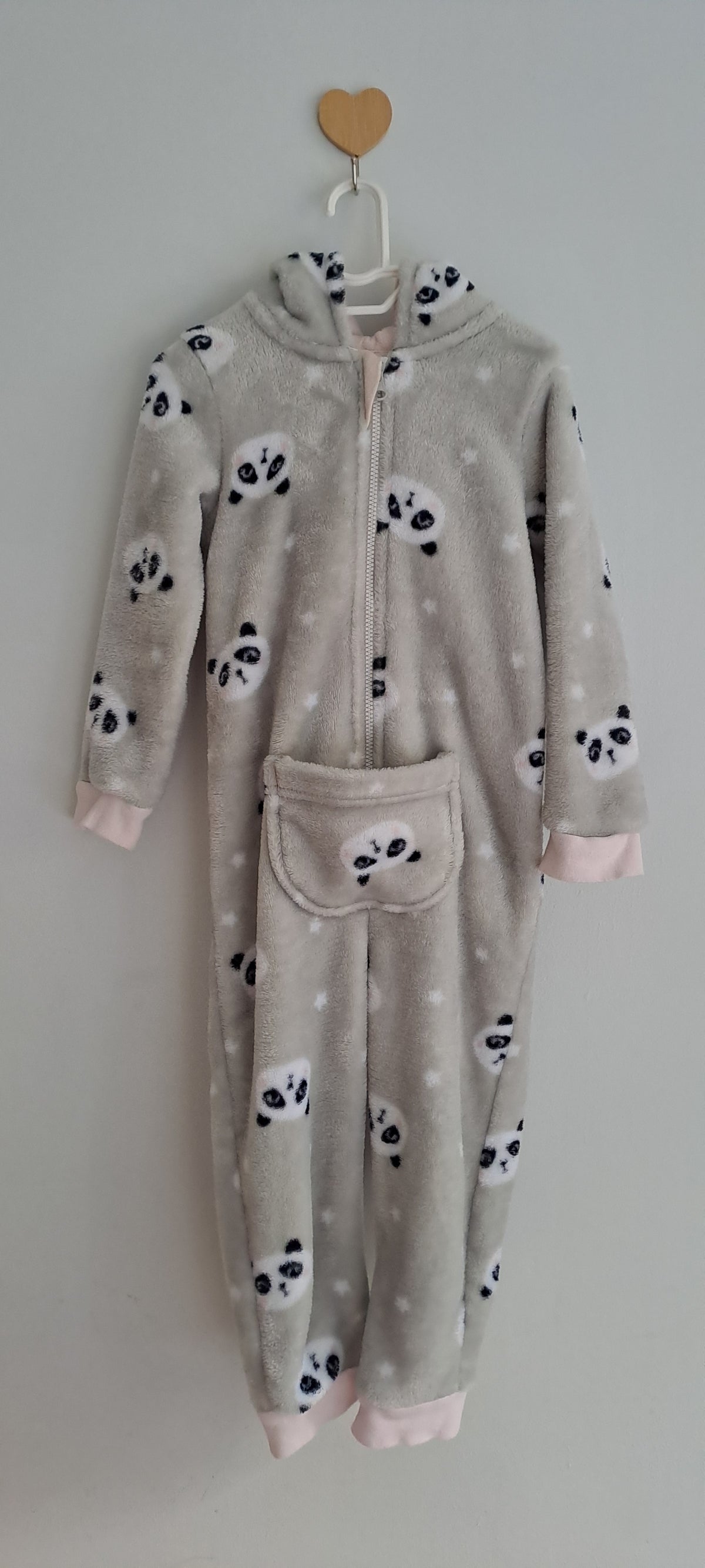 Woolworths Grey Plush Fleece Panda Hooded Onesie 2-3 Years