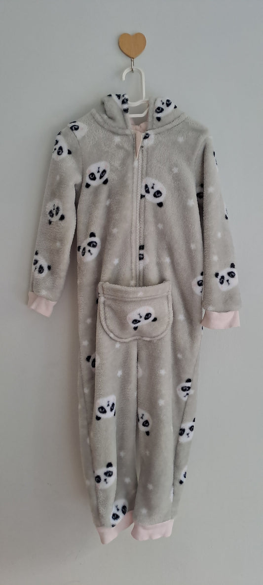 Woolworths Grey Plush Fleece Panda Hooded Onesie 2-3 Years