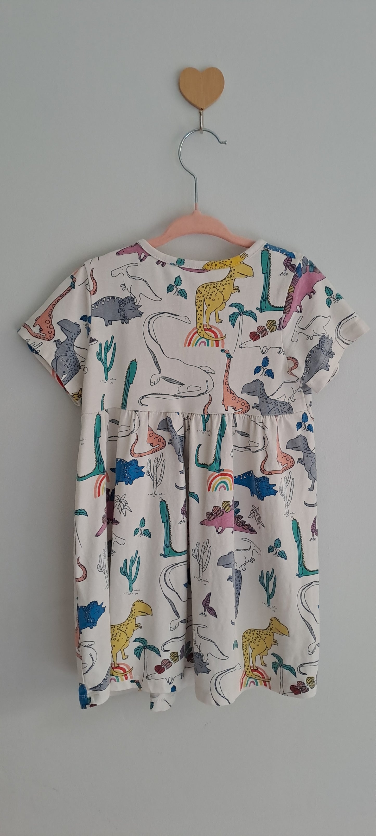 Primark Kids Girls White Dinosaur & Rainbow Print Dress 3-4 Years