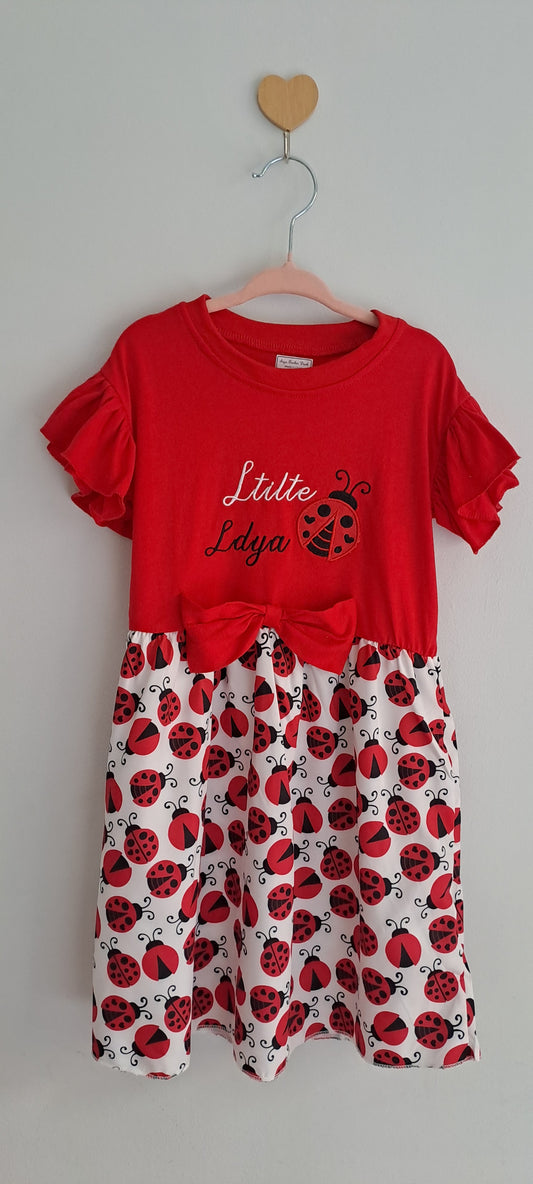 Girls Red Ladybird Flutter Sleeve Dress 4-5 Years