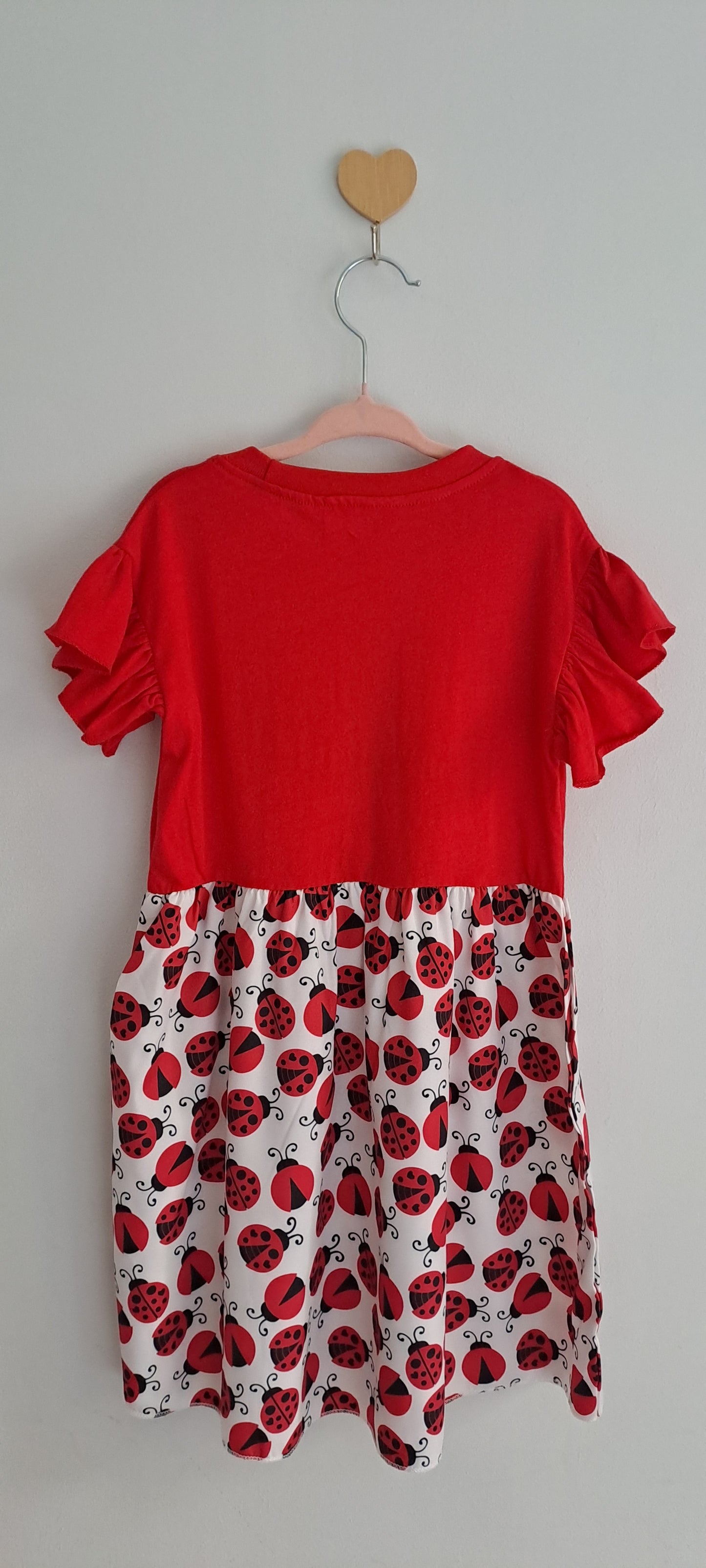 Girls Red Ladybird Flutter Sleeve Dress 4-5 Years