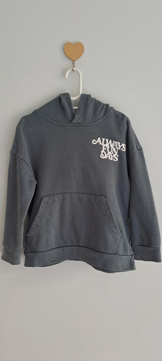 Mr Price Kids Charcoal Grey "Always Fun Days" Hooded Sweatshirt 3-4 Years