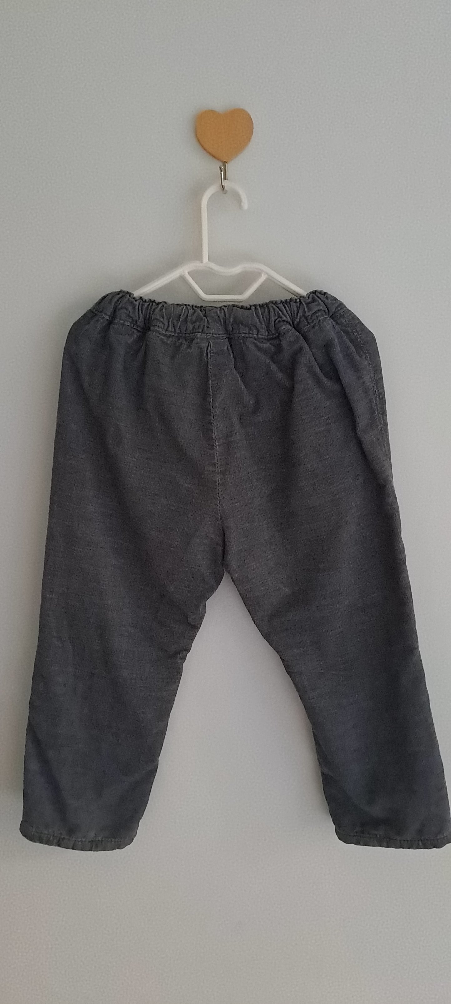H&M Boys Grey Custom Red Car & Frog Corduroy Trousers 18-24 Months