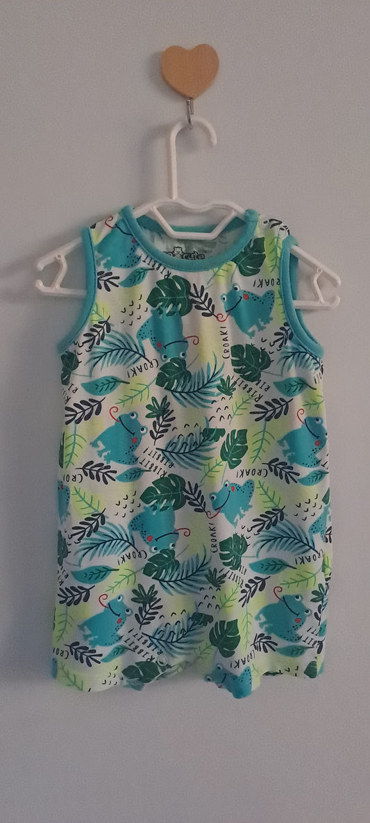 So Cute Baby Boys Tropical Frog Print Sleeveless Romper 9-12 Months