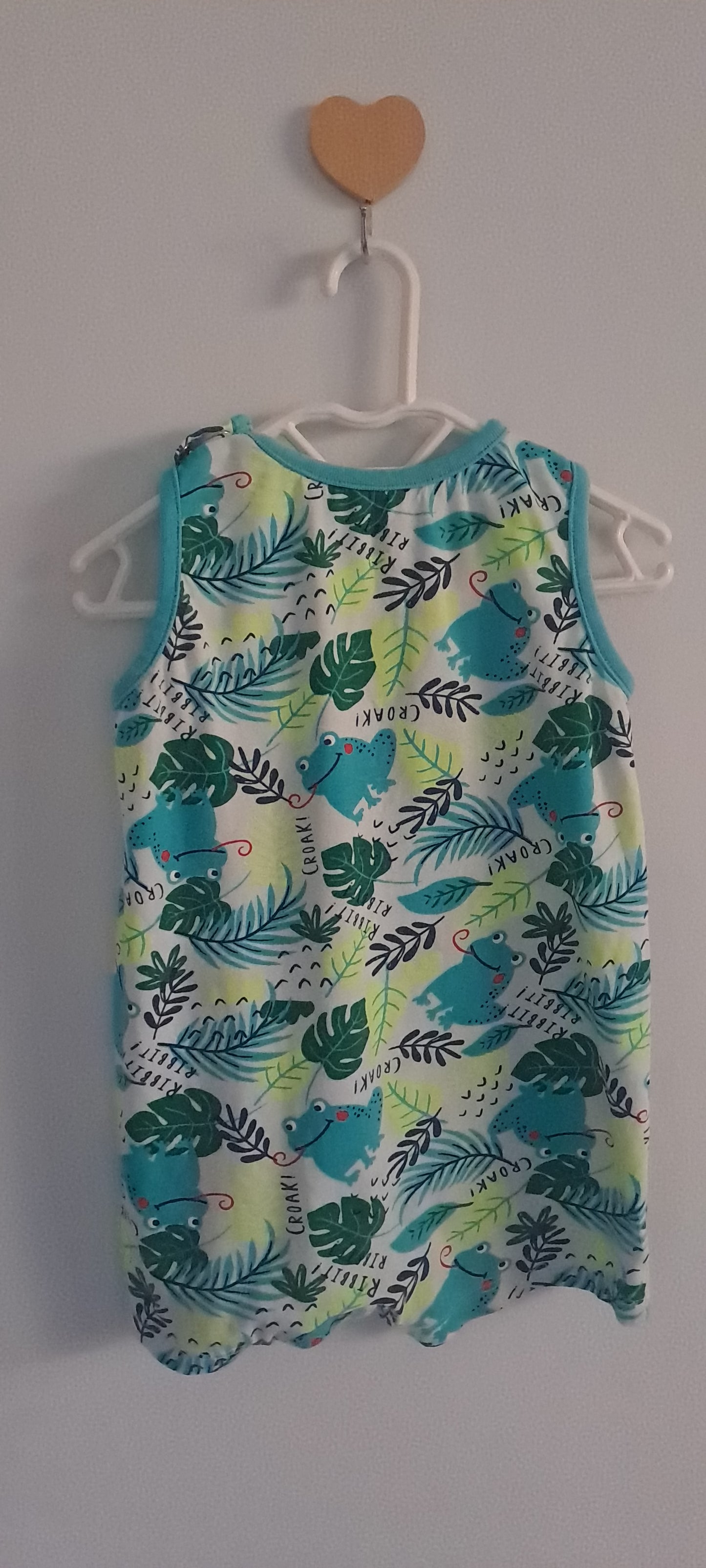 So Cute Baby Boys Tropical Frog Print Sleeveless Romper 9-12 Months