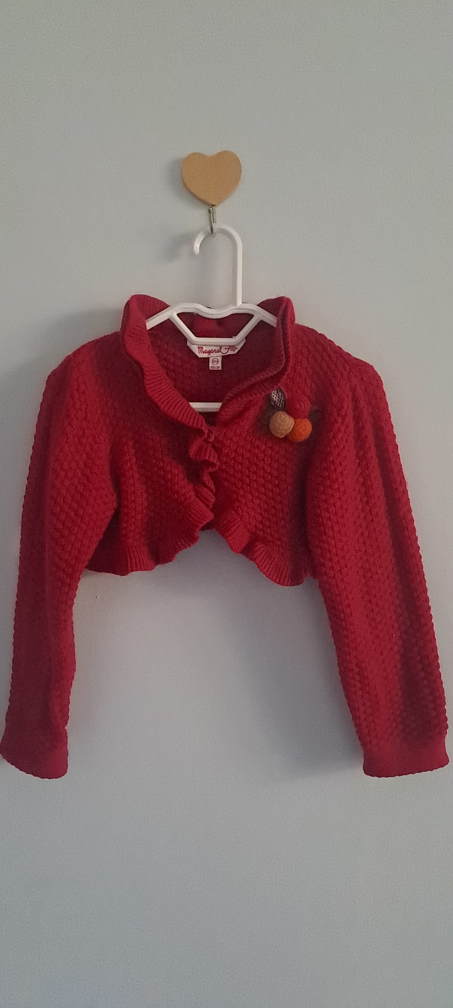 Mayoral Baby Girls Red Textured Ruffle Shrug Bolero Cardigan 12-18 Months