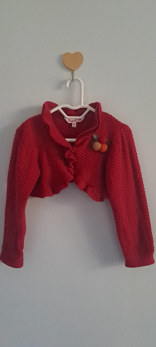 Mayoral Baby Girls Red Textured Ruffle Shrug Bolero Cardigan 12-18 Months