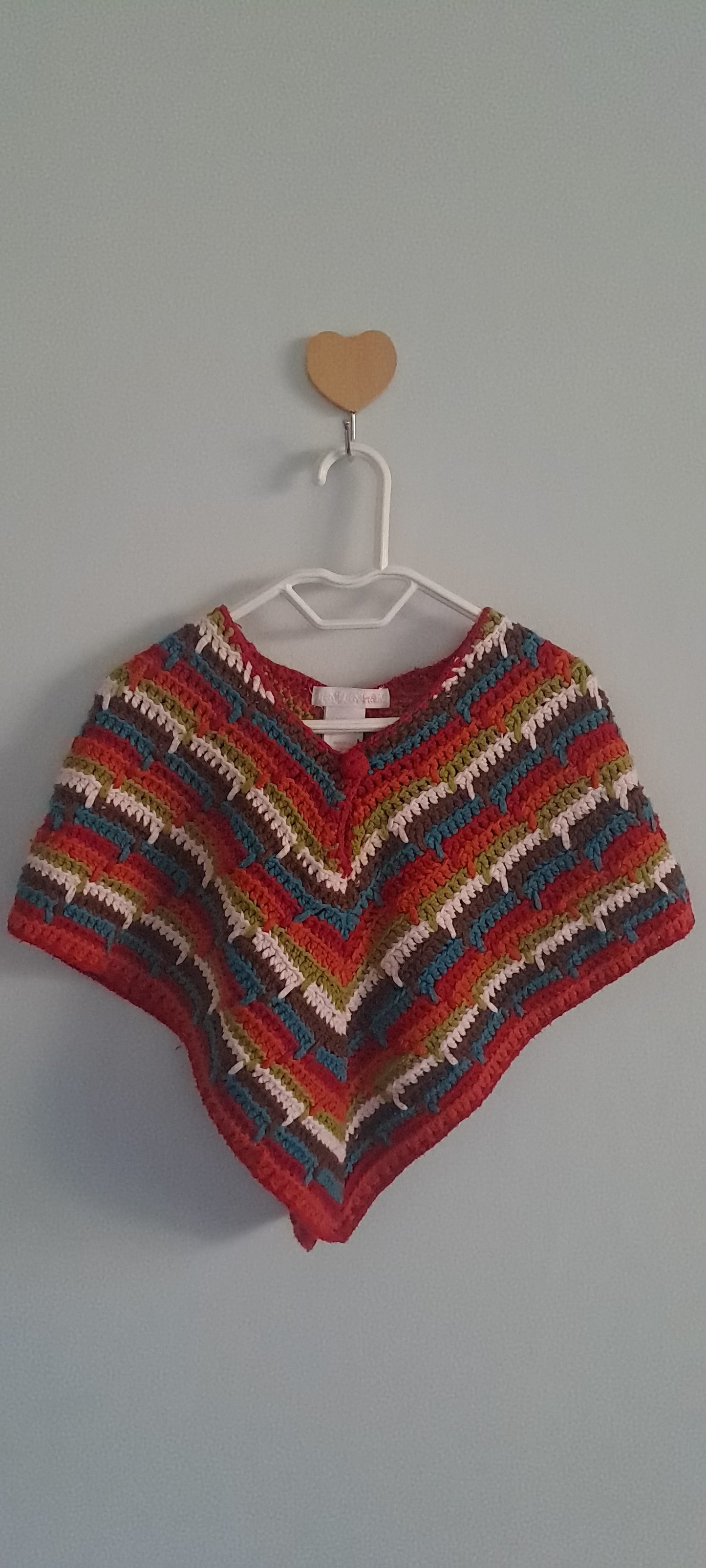 H&M Baby Girls Multi-Coloured Crochet Knit Poncho 12-18 Months