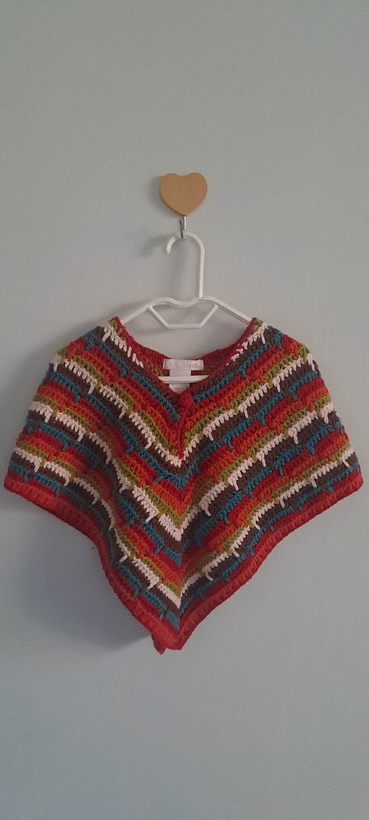 H&M Baby Girls Multi-Coloured Crochet Knit Poncho 12-18 Months