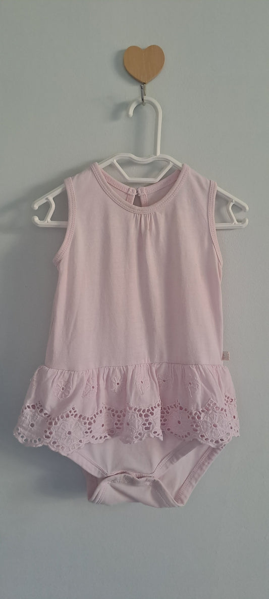Woolworths Baby Girls Pale Pink Broderie Eyelet Peplum Bodysuit 6-12 Months