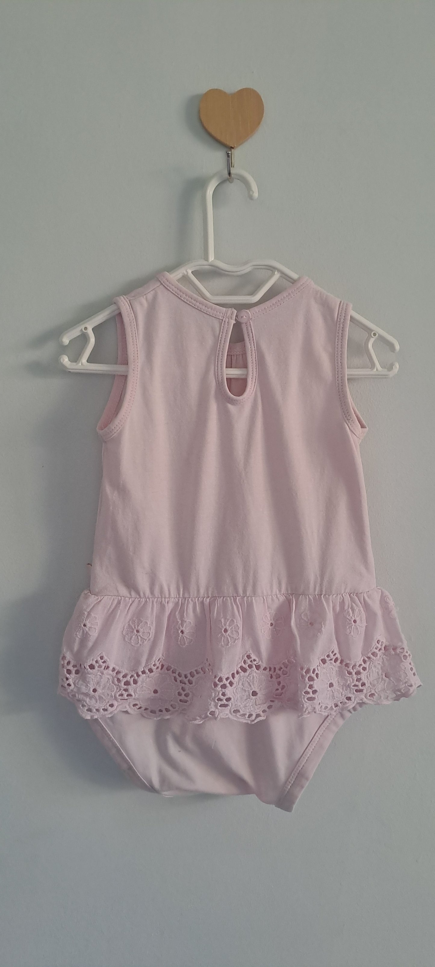 Woolworths Baby Girls Pale Pink Broderie Eyelet Peplum Bodysuit 6-12 Months