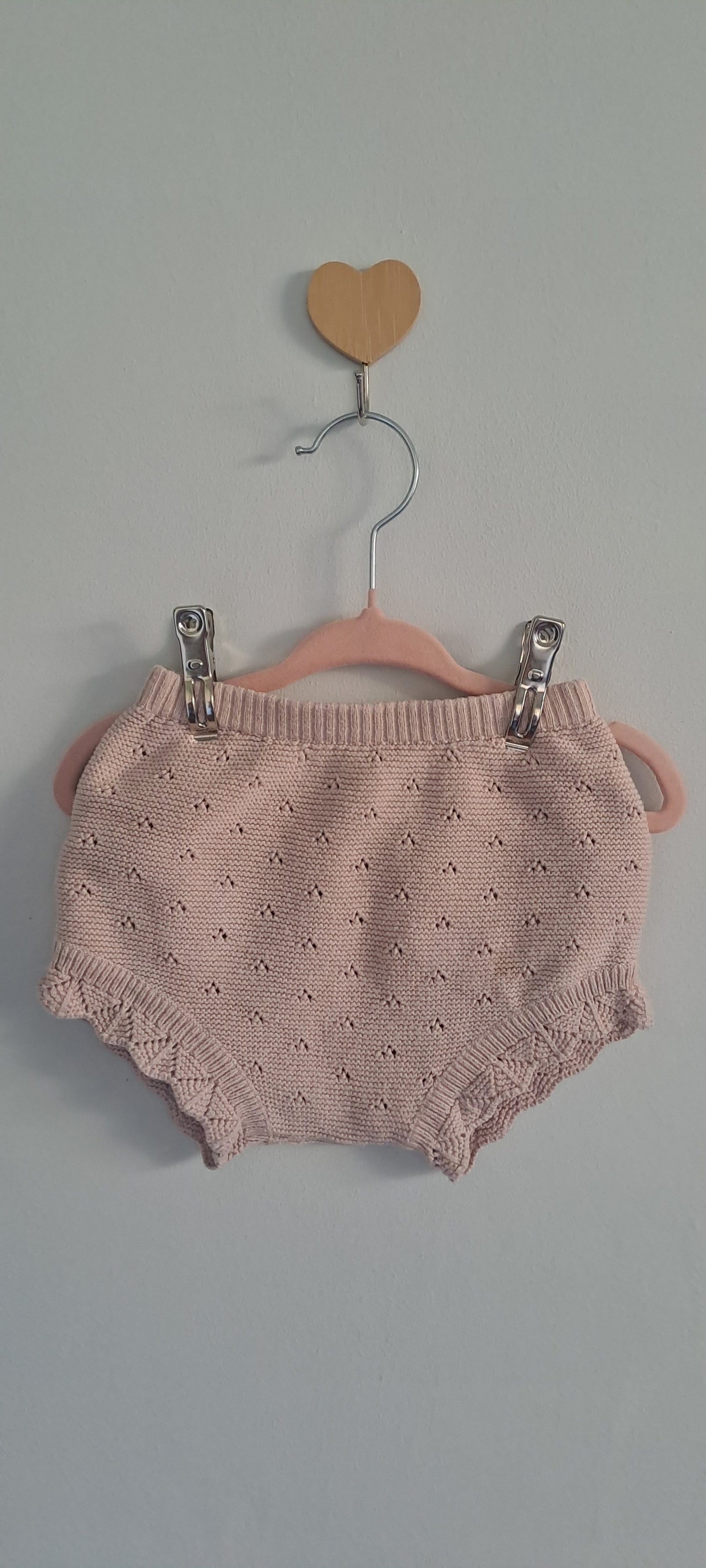 Kiabi Baby Girls Dusty Pink Pointelle Knit Bloomers 3-6 Months