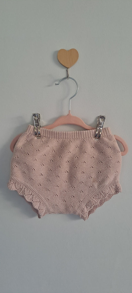 Kiabi Baby Girls Dusty Pink Pointelle Knit Bloomers 3-6 Months