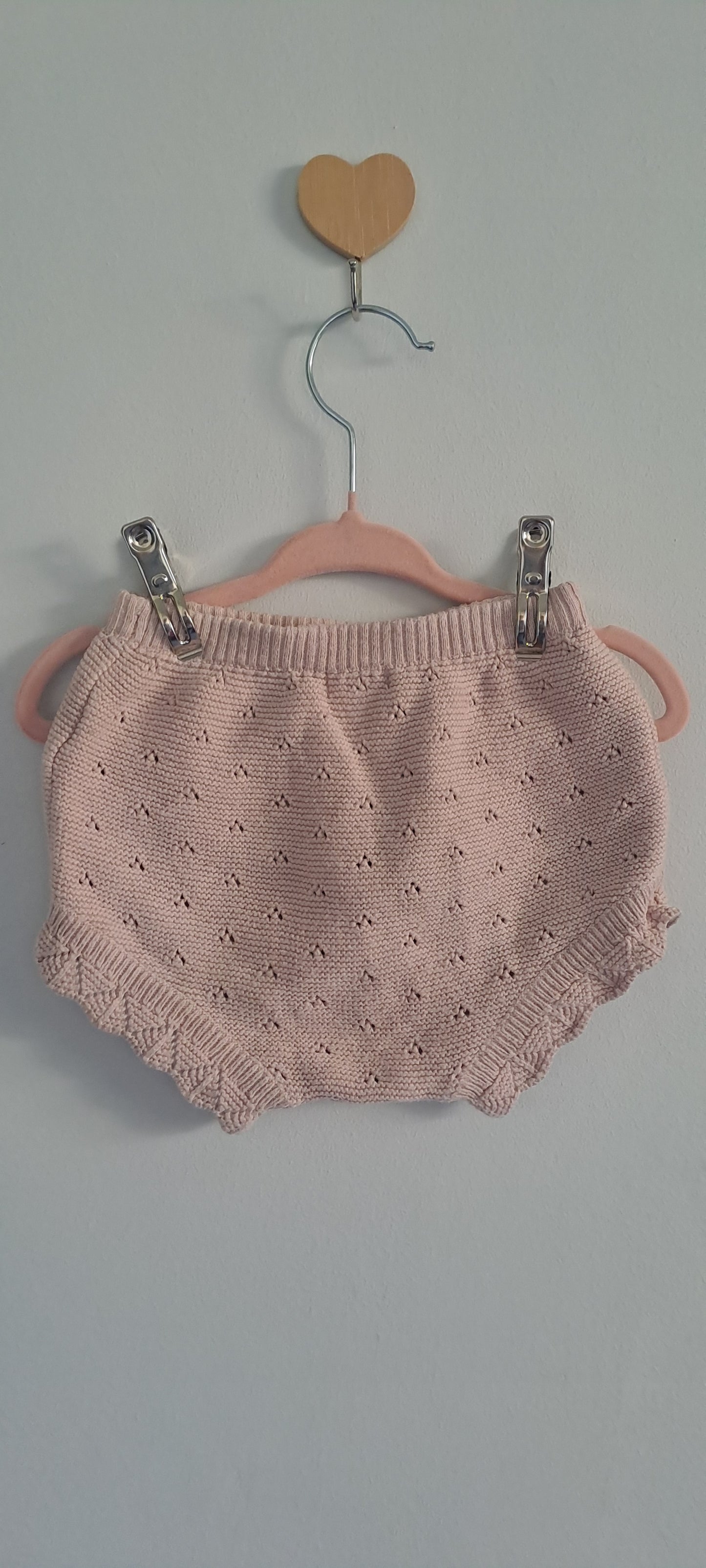 Kiabi Baby Girls Dusty Pink Pointelle Knit Bloomers 3-6 Months