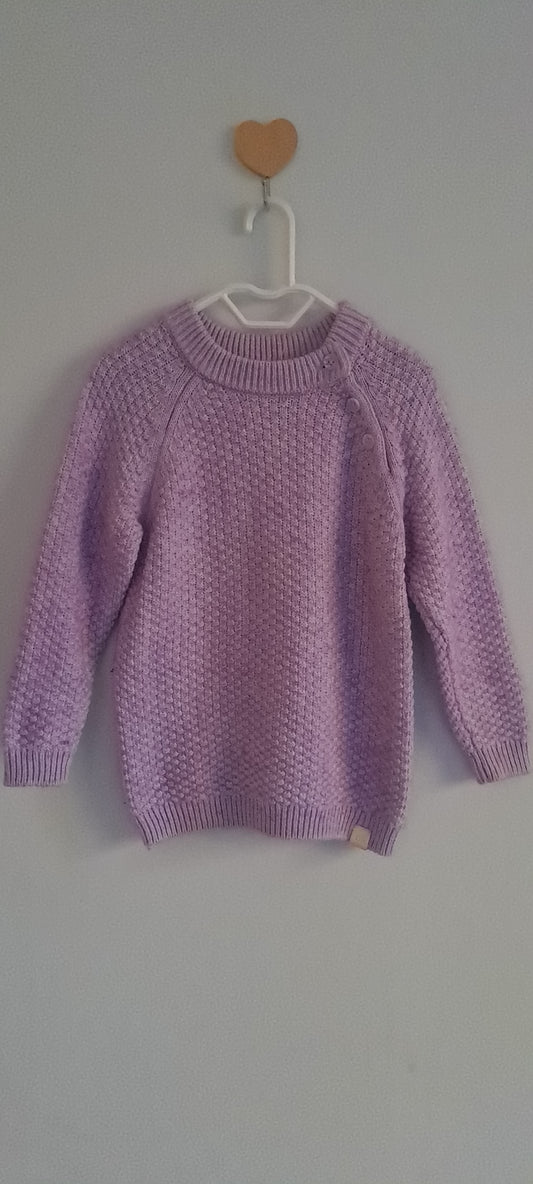 Country Road Kids Girls Lilac Textured Knit Shoulder-Button Sweater 18-24 Months