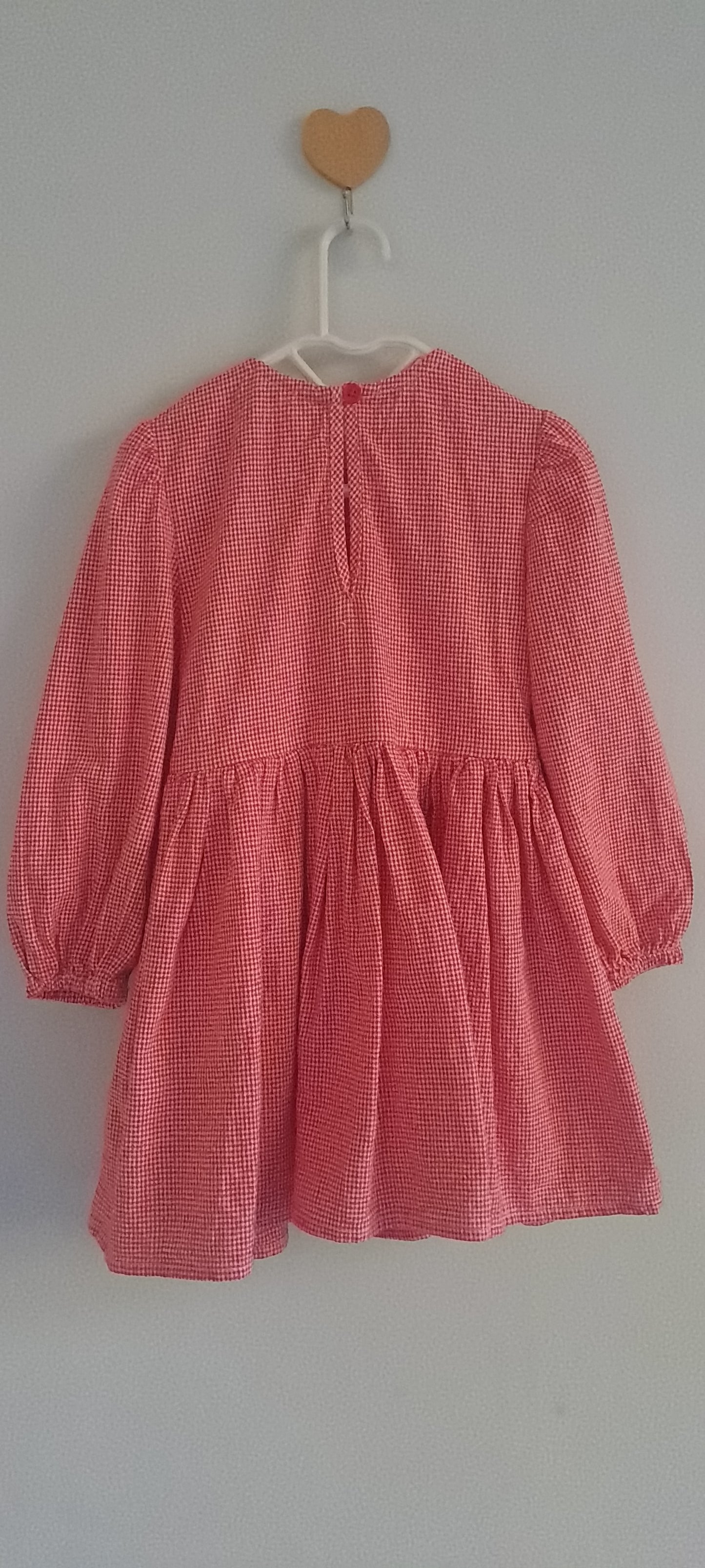 Cotton On Kids Girls Red Gingham Smocked Long Sleeve Dress 18-24 Months