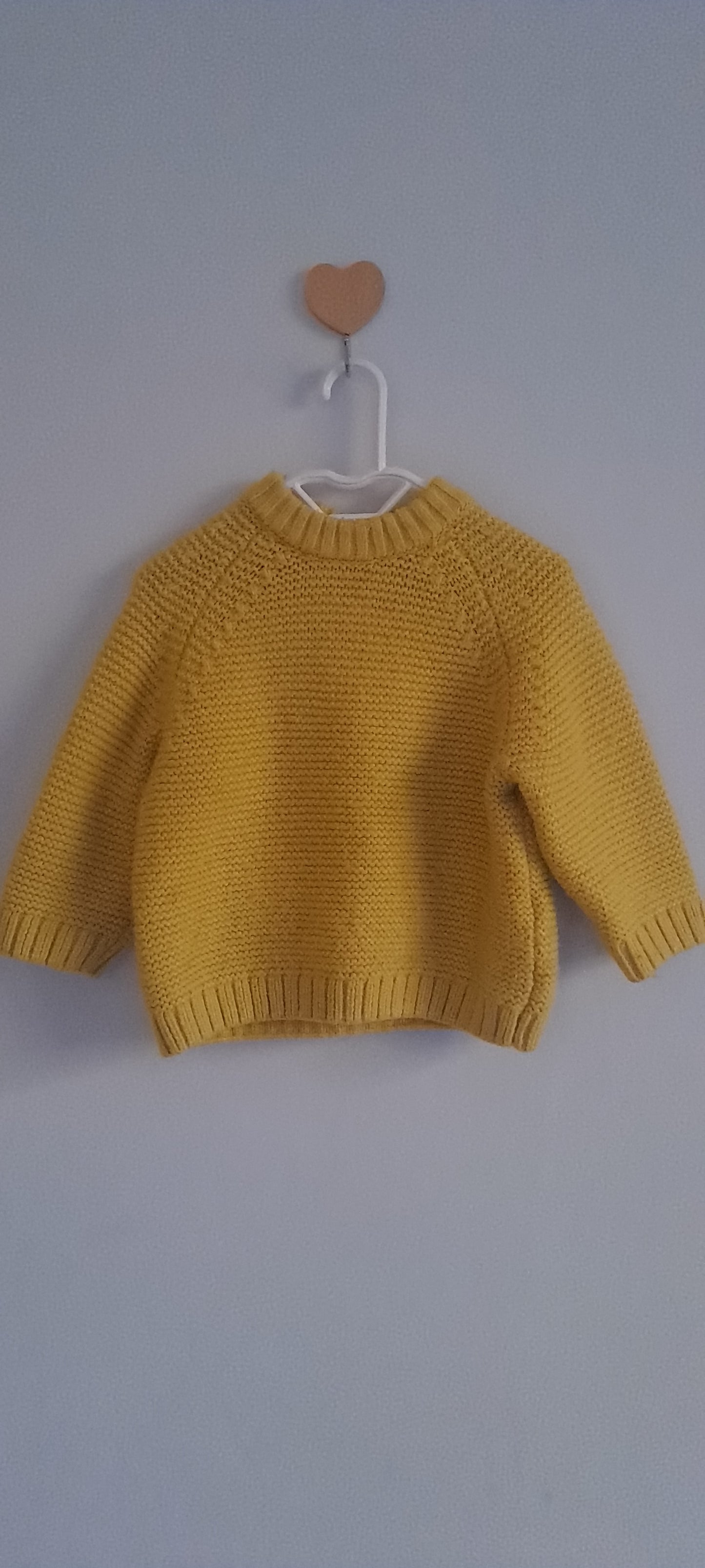 Zara Kids Unisex Mustard Yellow Heavy Garter-Stitch Knit Sweater 6-9 Months