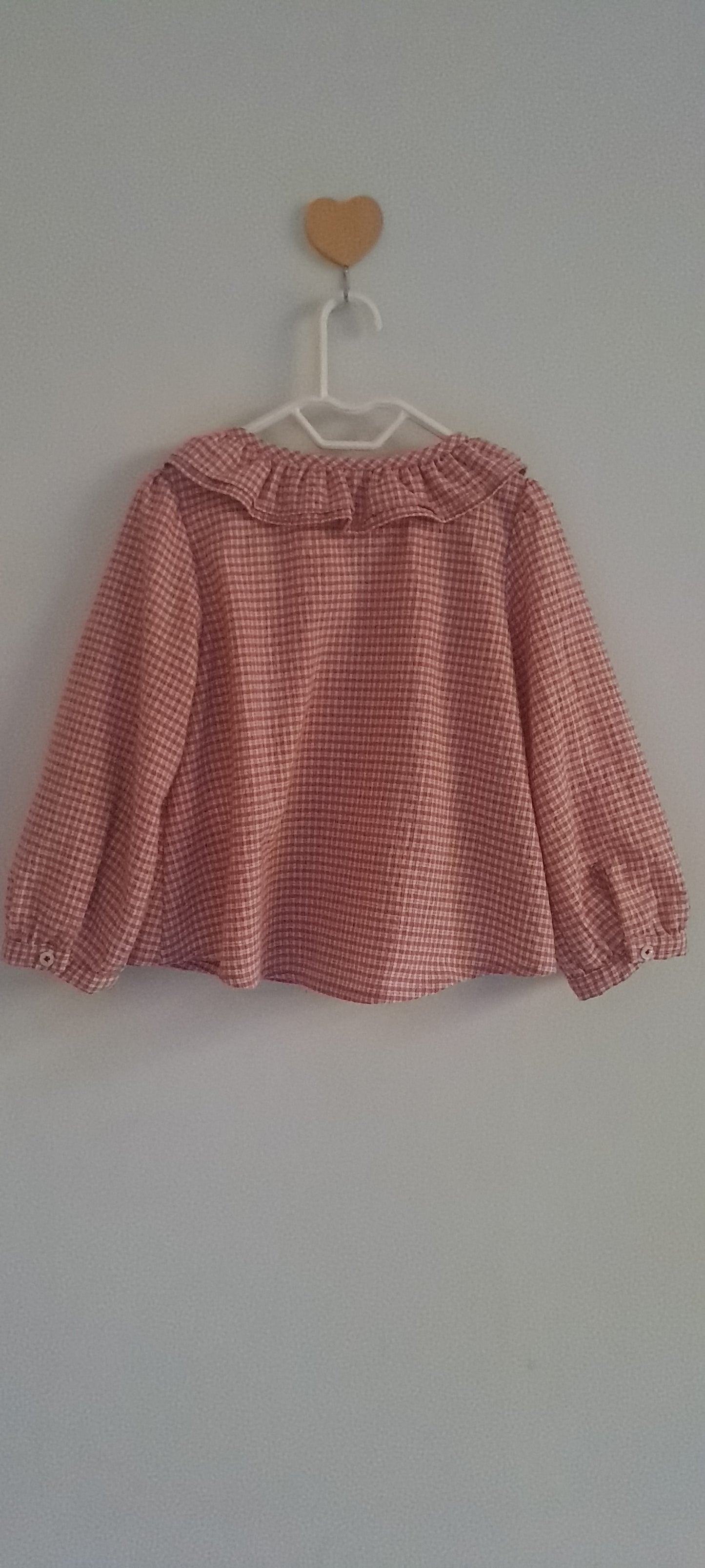 Zara Kids x Bensimon Girls Pink Gingham Ruffle Collar Blouse 18-24 Months