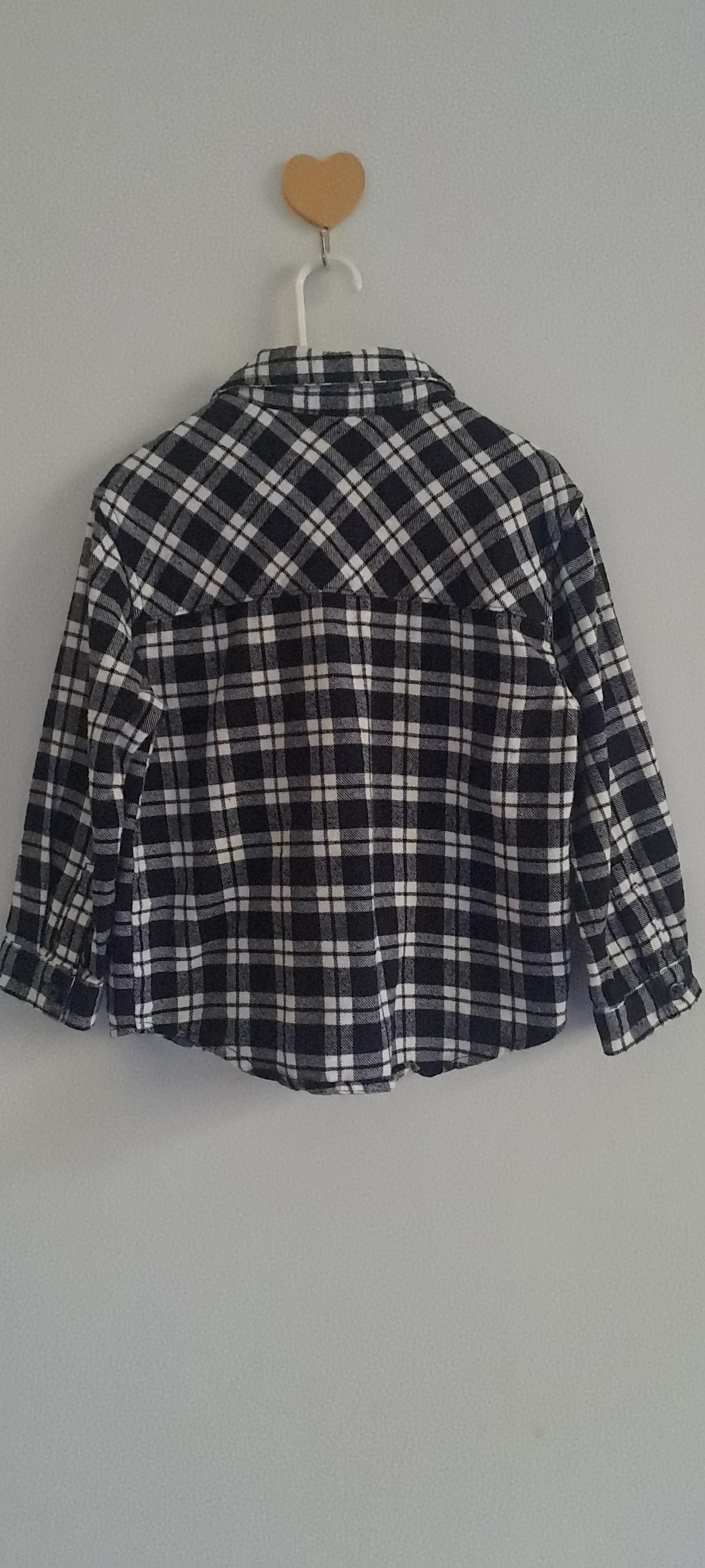 Zara Kids Boys Black & White Check Flannel Overshirt 18-24 Months