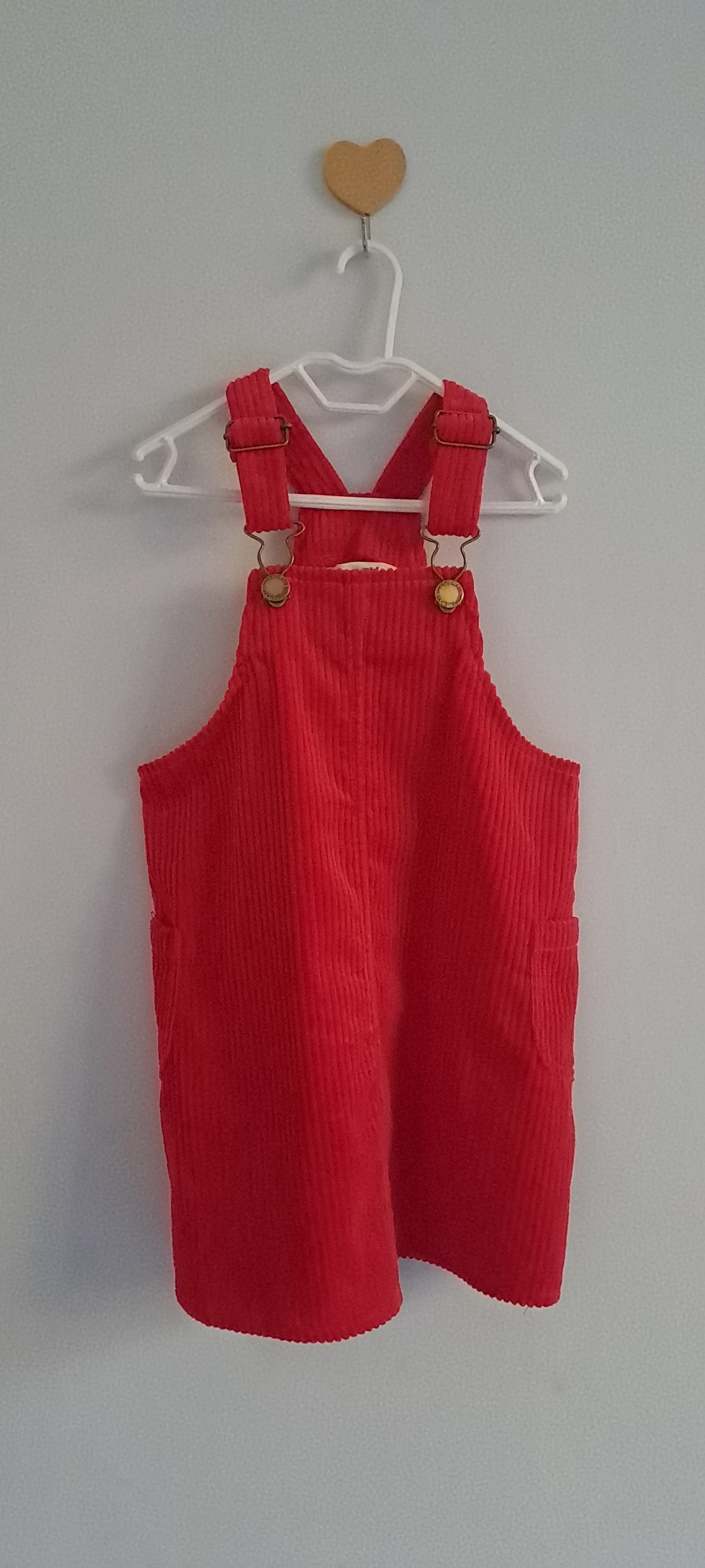 Cotton On Kids Girls Red Corduroy Pinafore Overall Dress 18-24 Months