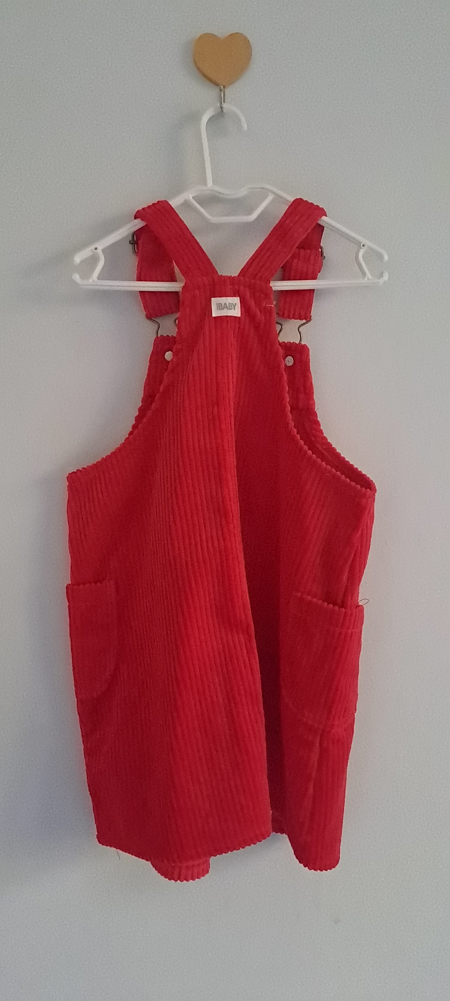 Cotton On Kids Girls Red Corduroy Pinafore Overall Dress 18-24 Months