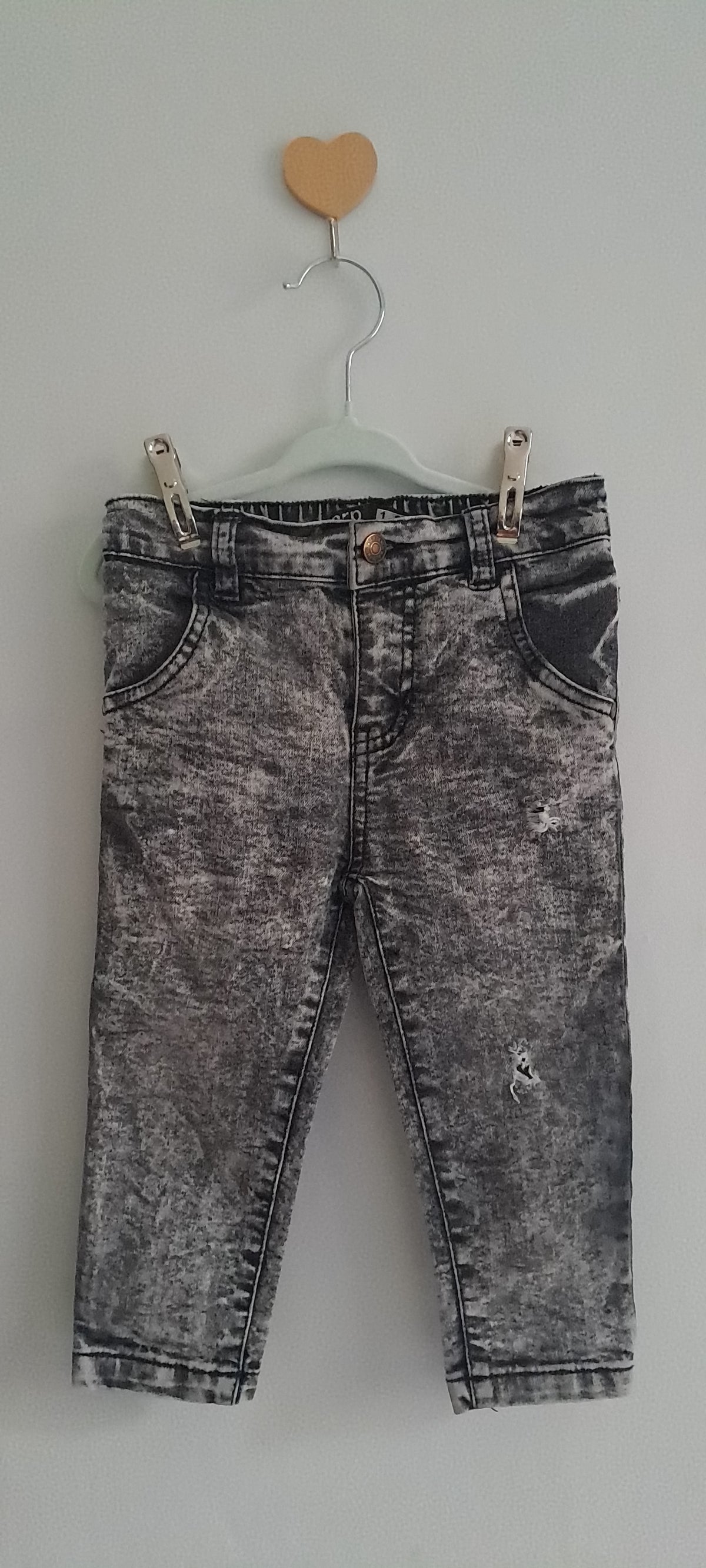 Mr Price Kids Dark Grey Acid Wash Distressed Jeans 1-2 Years