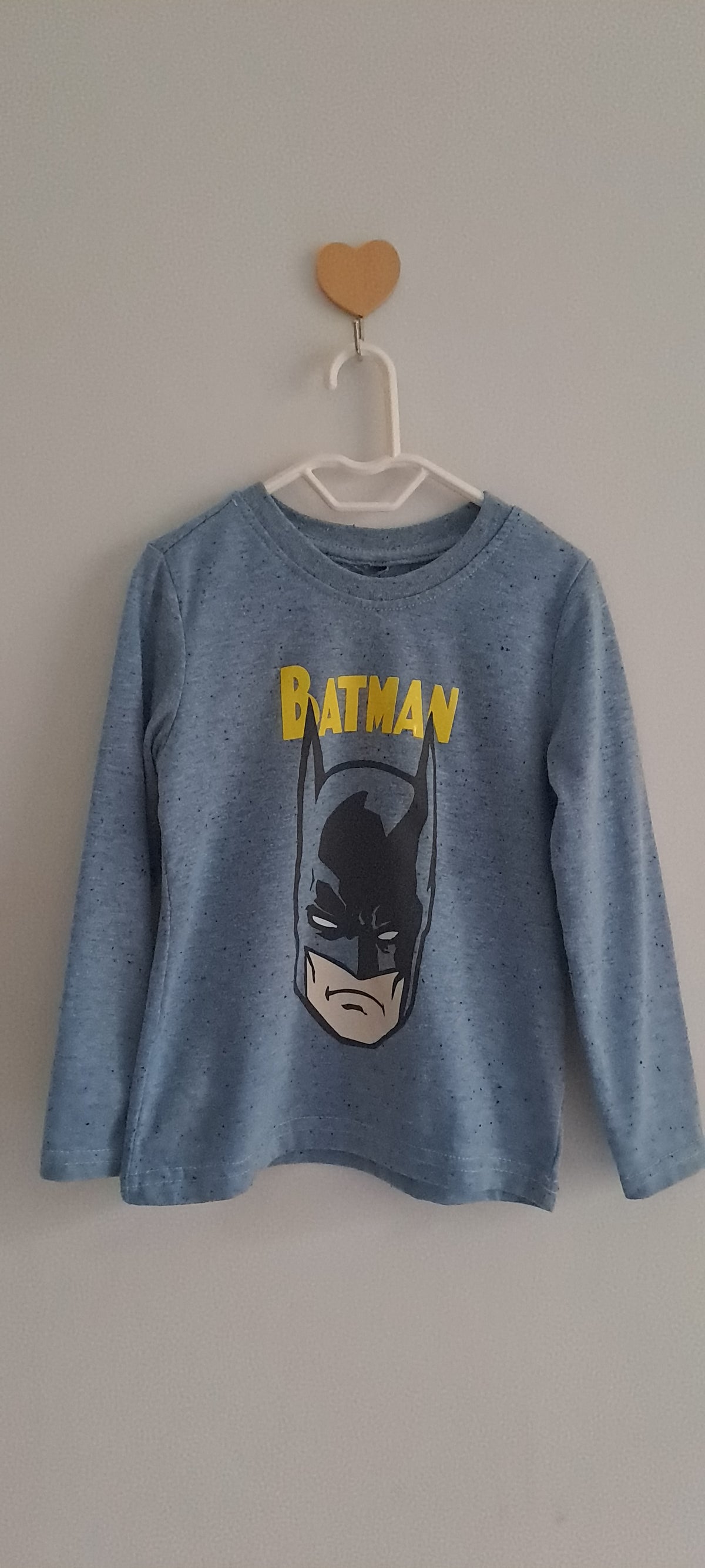 Batman Graphic Long Sleeve T-Shirt Blue Melange 2-3 Years