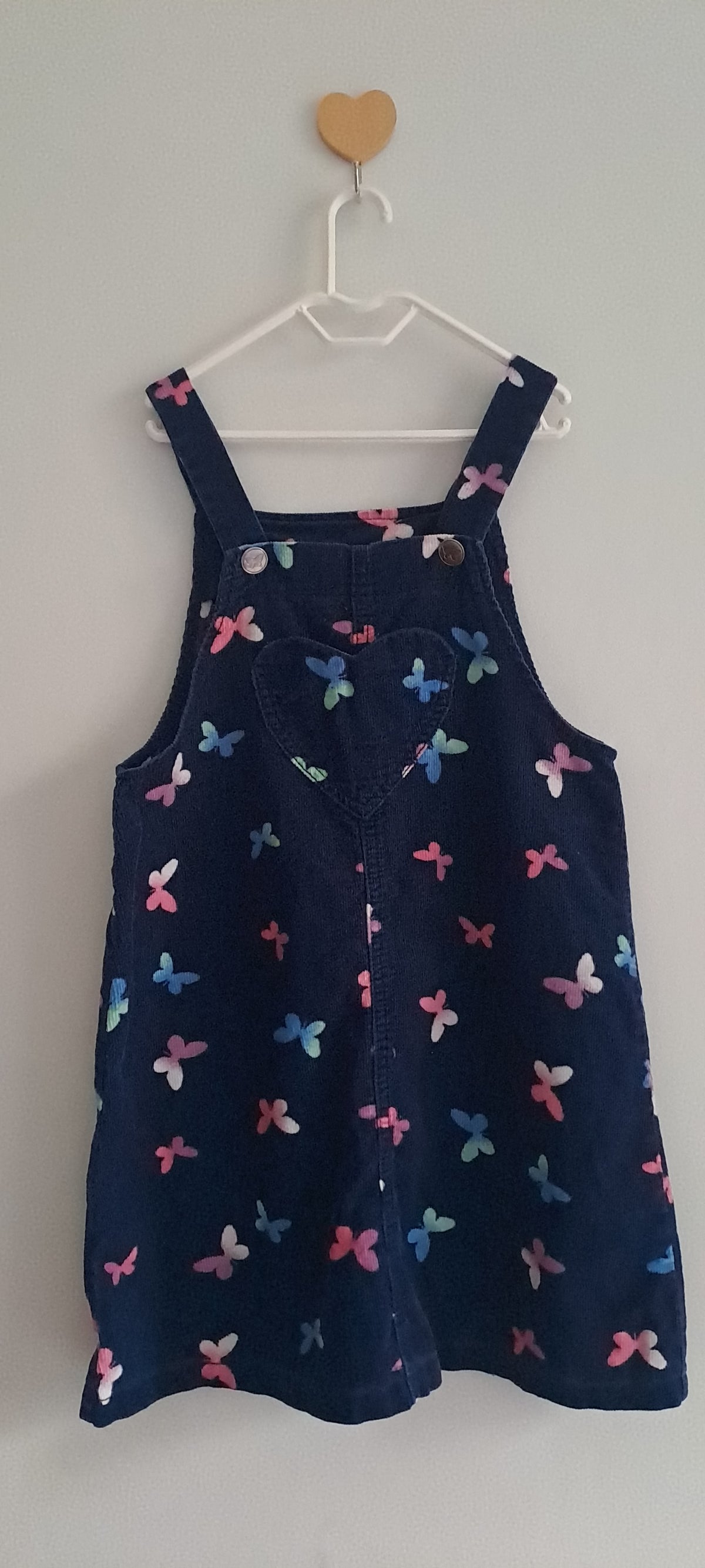 Woolworths Girls Butterfly Print Corduroy Pinafore Dress 6-7 Years