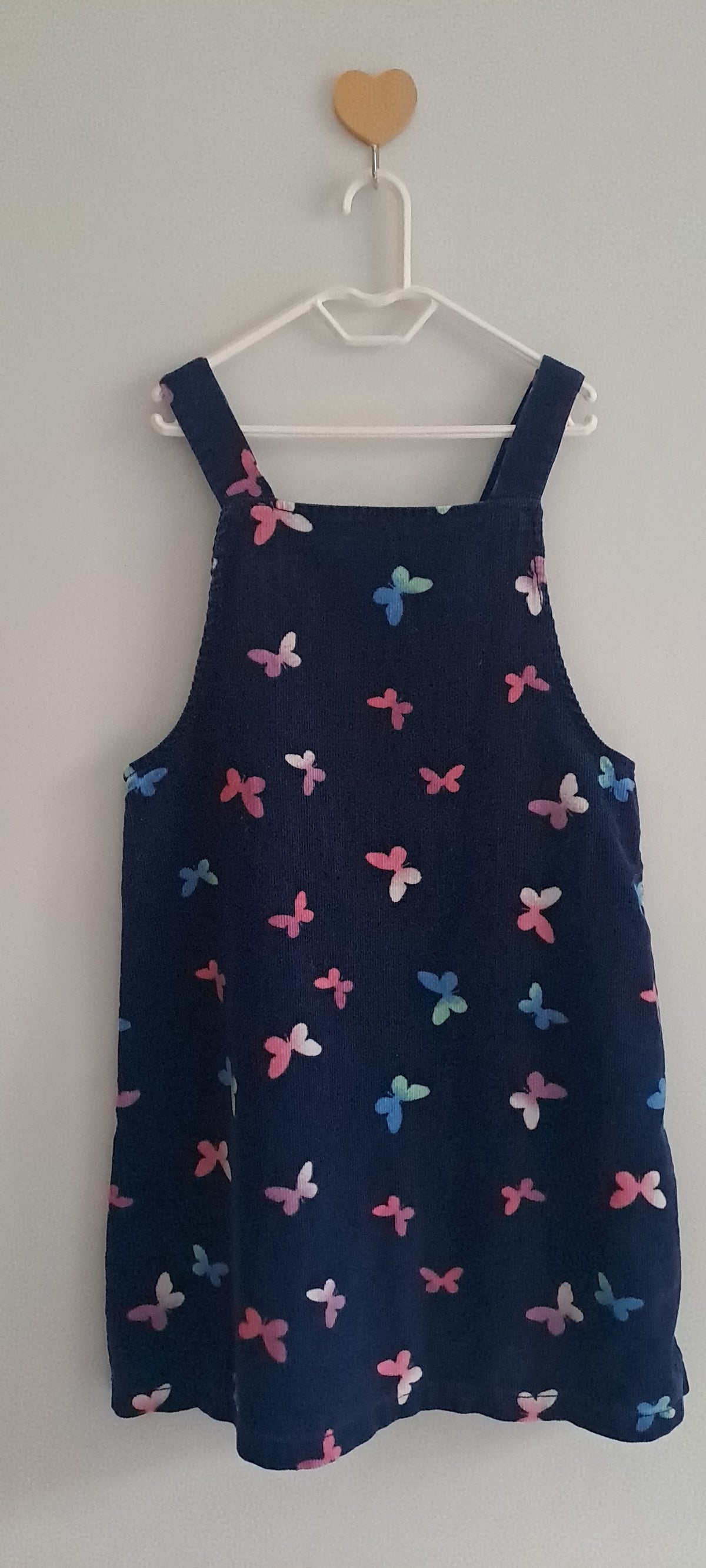 Woolworths Girls Butterfly Print Corduroy Pinafore Dress 6-7 Years