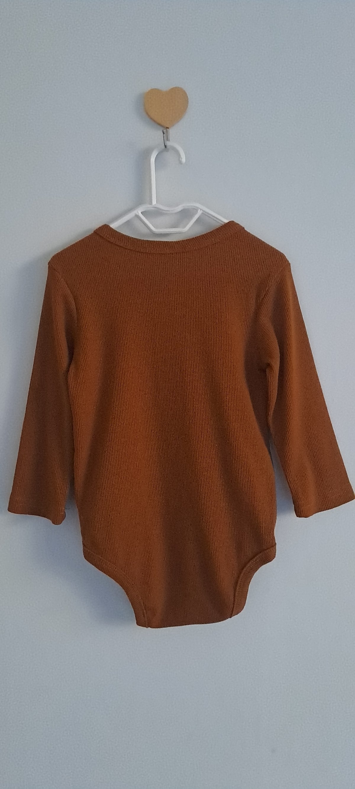 Clicks Made 4 Baby Tan Ribbed Long-Sleeve Henley Bodysuit 18-24 Months