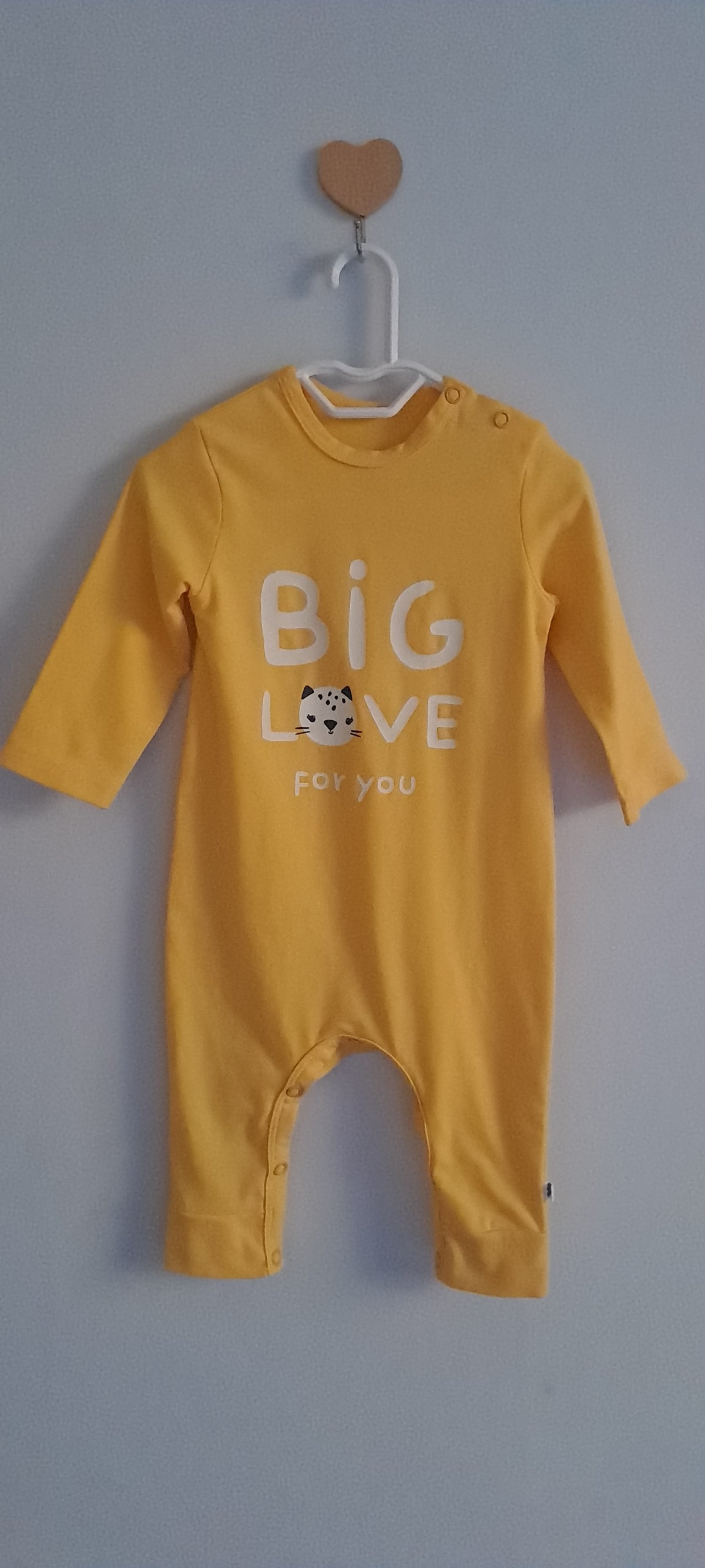 Woolworths Yellow "Big Love For You" Long-Sleeve Romper 3-6 Months