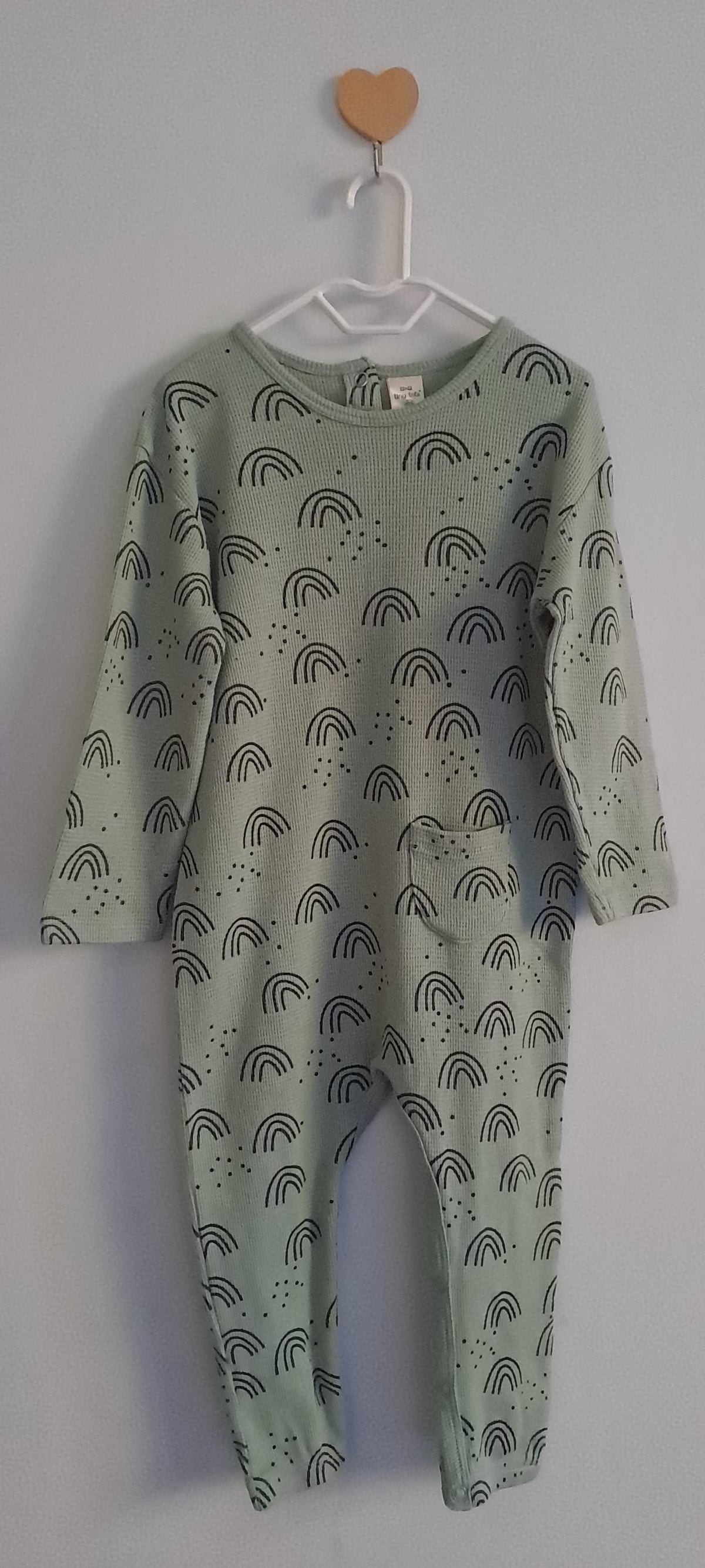 Tiny Tots Sage Green Rainbow Waffle Knit Romper 18-24 Months