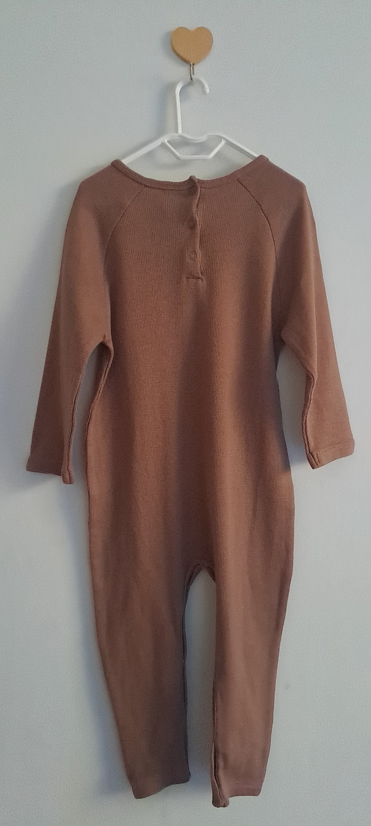 Tiny Tots Brown Teddy Bear Waffle Knit Romper 18-24 Months