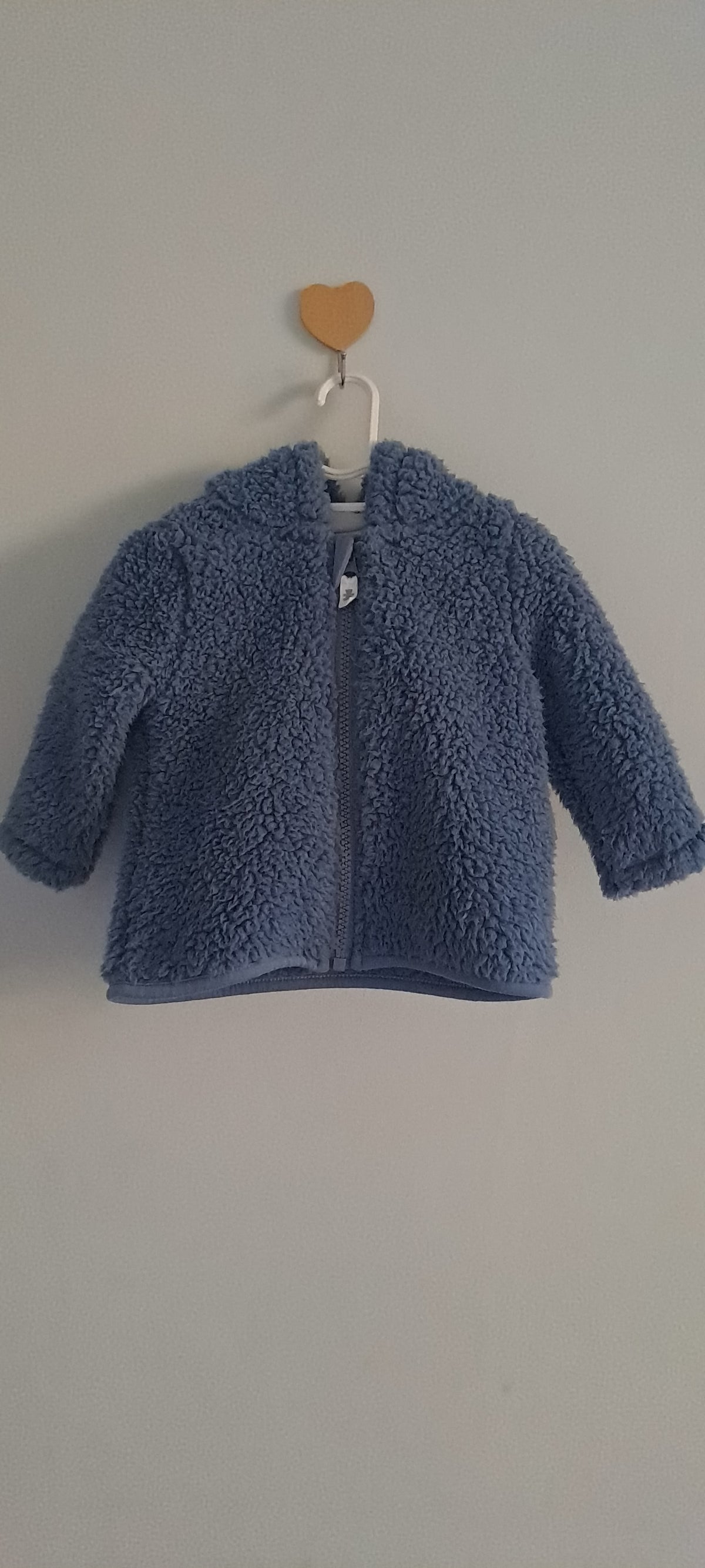Woolworths Slate Blue Teddy Fleece Hooded Jacket 3-6 Months