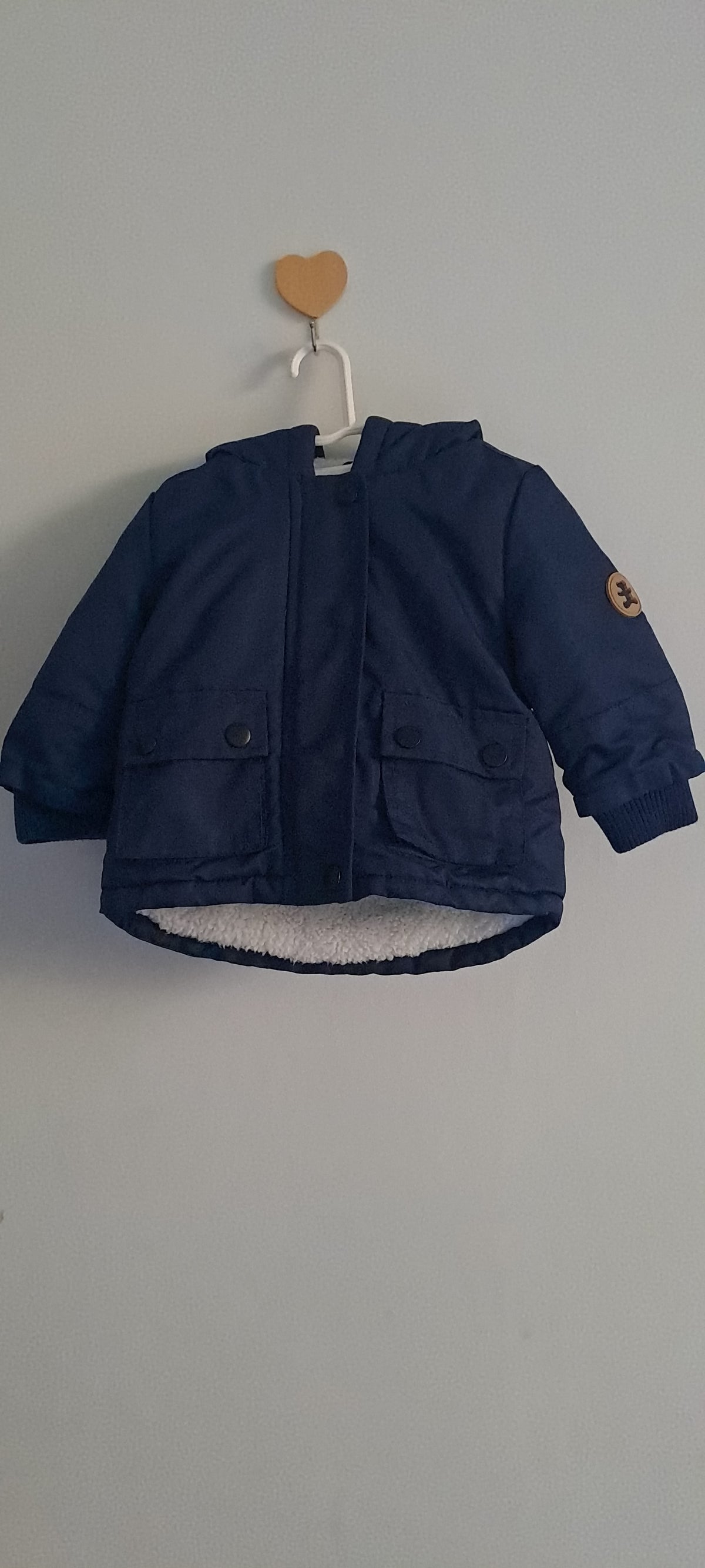 Woolworths Navy Hooded Puffer Parka Jacket 3-6 Months