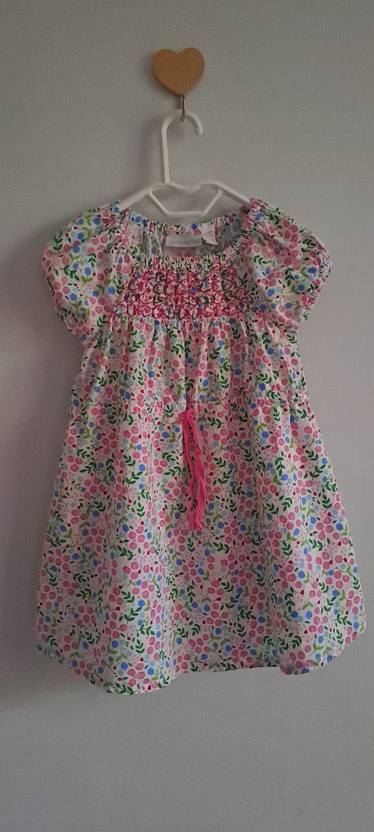 JoJo Maman Bébé Floral Smocked Cotton Dress 6-12 Months