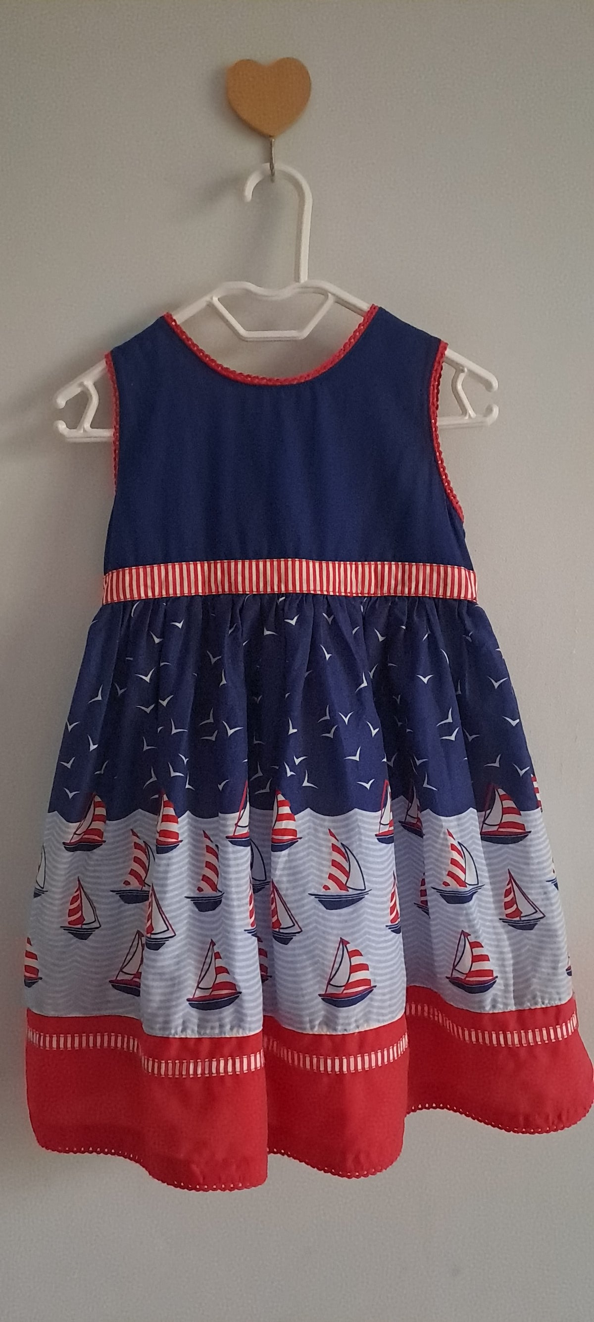 JoJo Maman Bébé Nautical Sailboat Smocked Cotton Dress 6-12 Months