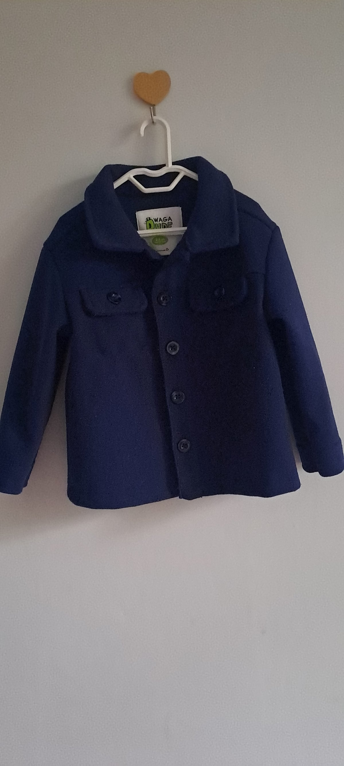 Waga Dude Navy Blue Fleece Peacoat Jacket 2-3 Years