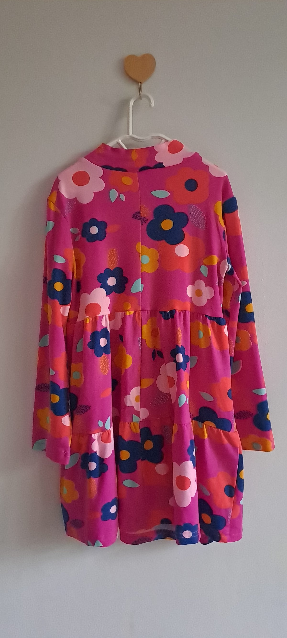 Mr Price Kids Magenta Retro Floral Long-Sleeve Tiered Dress 6-7 Years