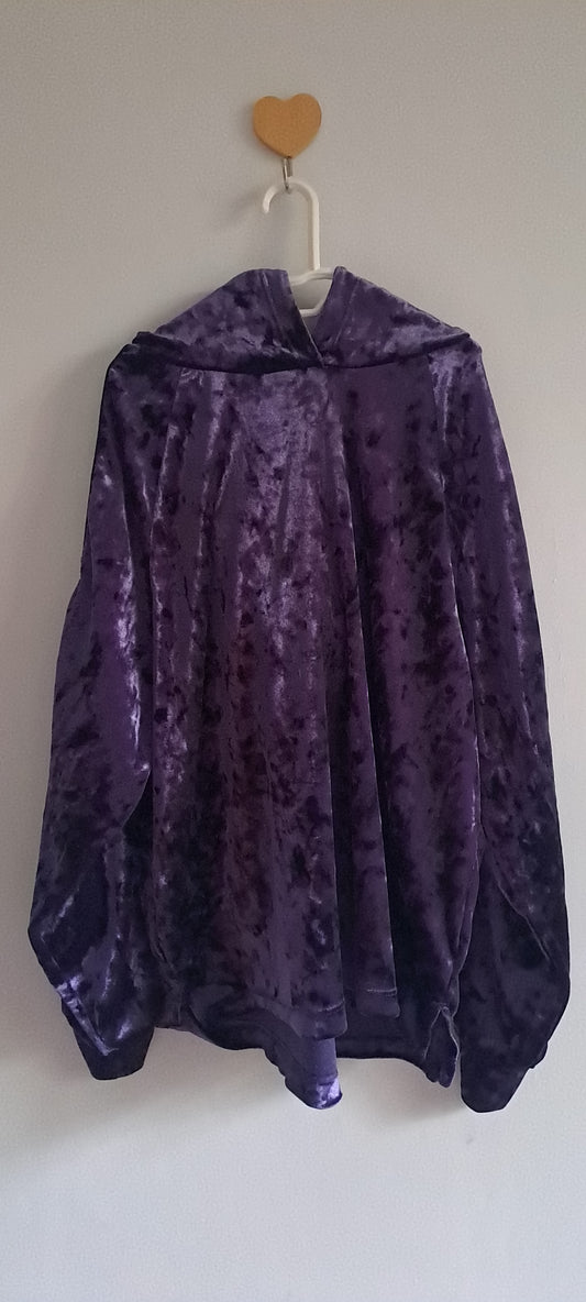 Lindex Kids Deep Purple Crushed Velvet Hooded Sweater 8-10 Years