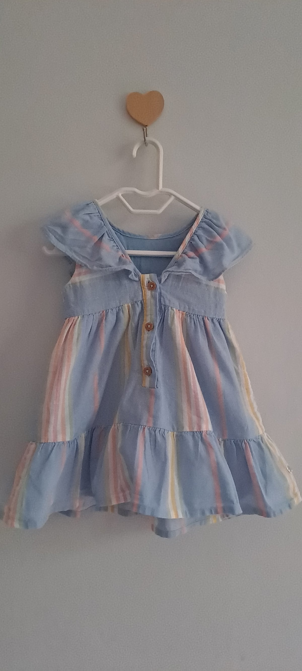 Woolworths Baby Girl Pastel Striped Cotton Dress & Bloomers Set 3-6 Months