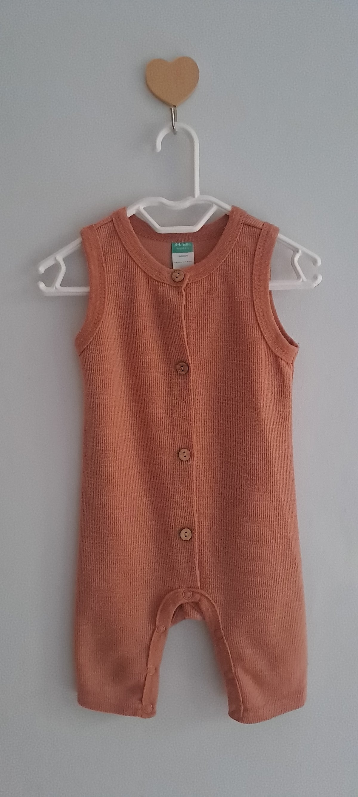 Ackermans Baby Unisex Rust Orange Ribbed Sleeveless Romper 3-6 Months